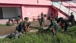 Wujud Nyata Gerakan Indonesia Asri, Personel Kodim 1310/Bitung dan Yonif TP 916/BS Kerja Bakti Bersih Lingkungan dan Fasilitas Umum