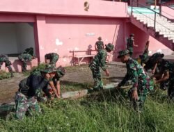 Wujud Nyata Gerakan Indonesia Asri, Personel Kodim 1310/Bitung dan Yonif TP 916/BS Kerja Bakti Bersih Lingkungan dan Fasilitas Umum