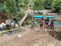 Progres Pesat, TNI dan Warga Rap Rap Gotong Royong Bangun Abutmen Jembatan Perintis Garuda