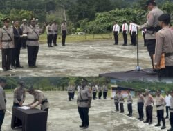 Pelaksanaan Upacara Serah Terima Jabatan Kabag Logistik Polres Mamberamo Raya