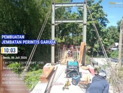 Terus Tunjukkan Perkembangan, Pembangunan Jembatan Perintis Garuda di Airmadidi Bawah, Masuk Tahap Pemasangan Hanger Sling Atas