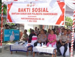 Peringati Hari Bhayangkara ke-80, Polresta Manokwari Salurkan Bantuan Sumur Bor di Fanindi Pantai Manokwari